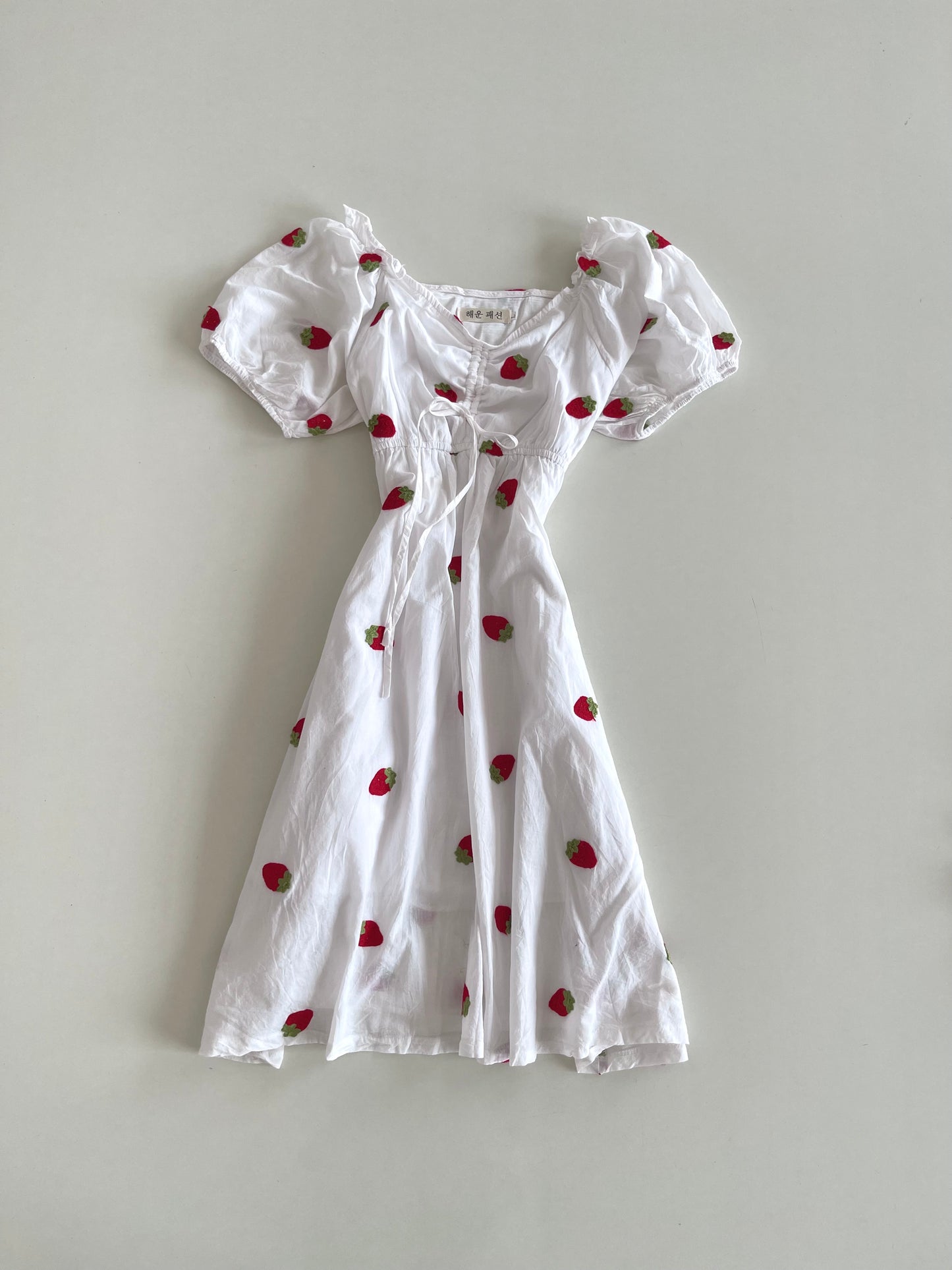 Strawberries Embroidered Cotton Dress -Bust 36