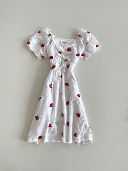 Strawberries Embroidered Cotton Dress -Bust 36