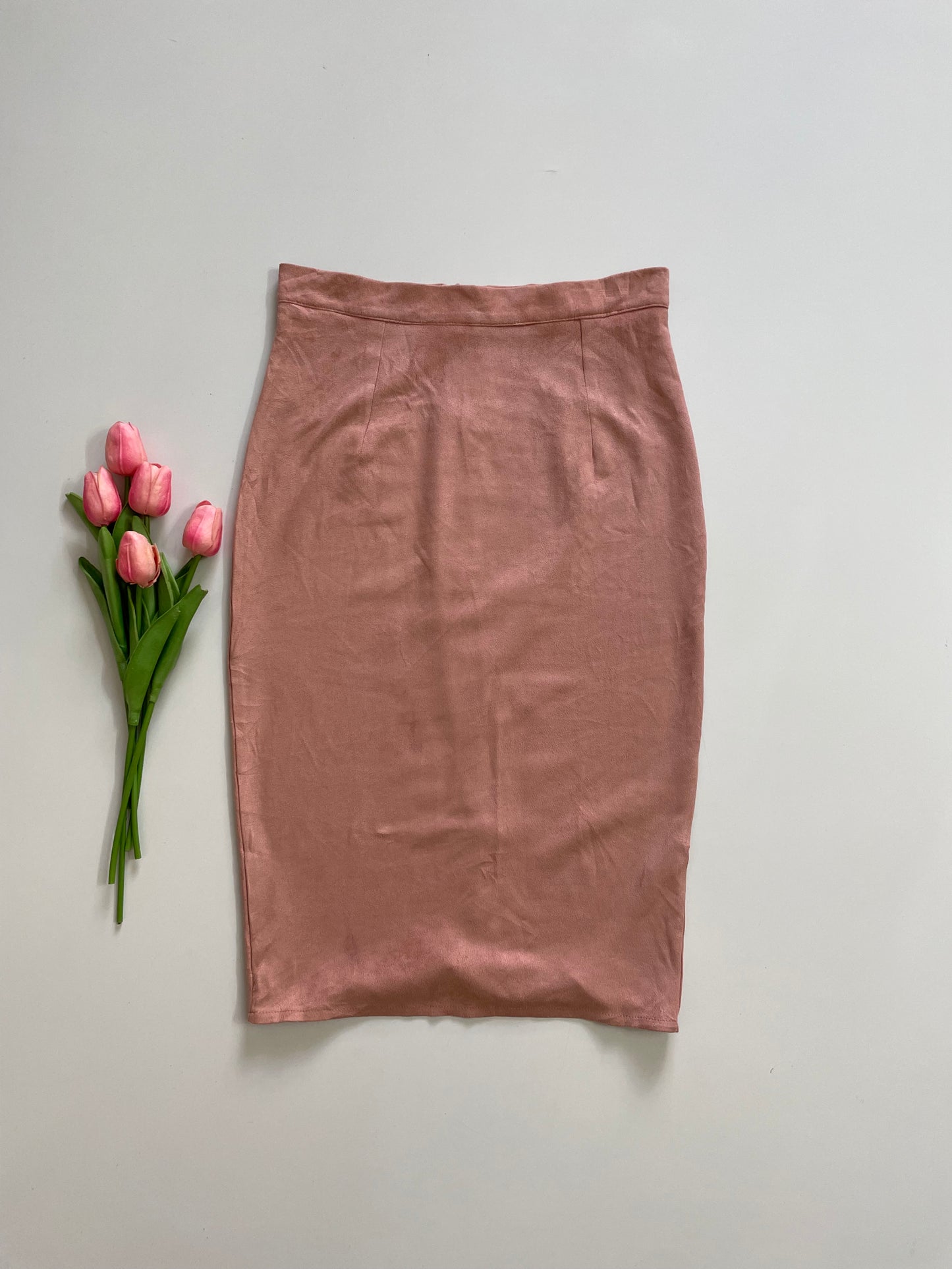 MISSGUIDED MELON PINK SUEDE SKIRT - WAIST 28