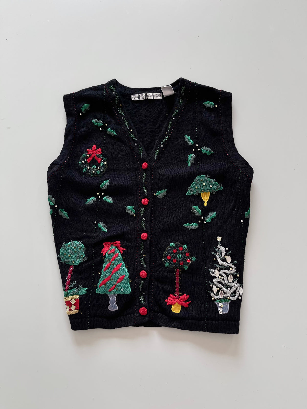 OHI Embroidered Christmas Vest Sweater-Bust 46