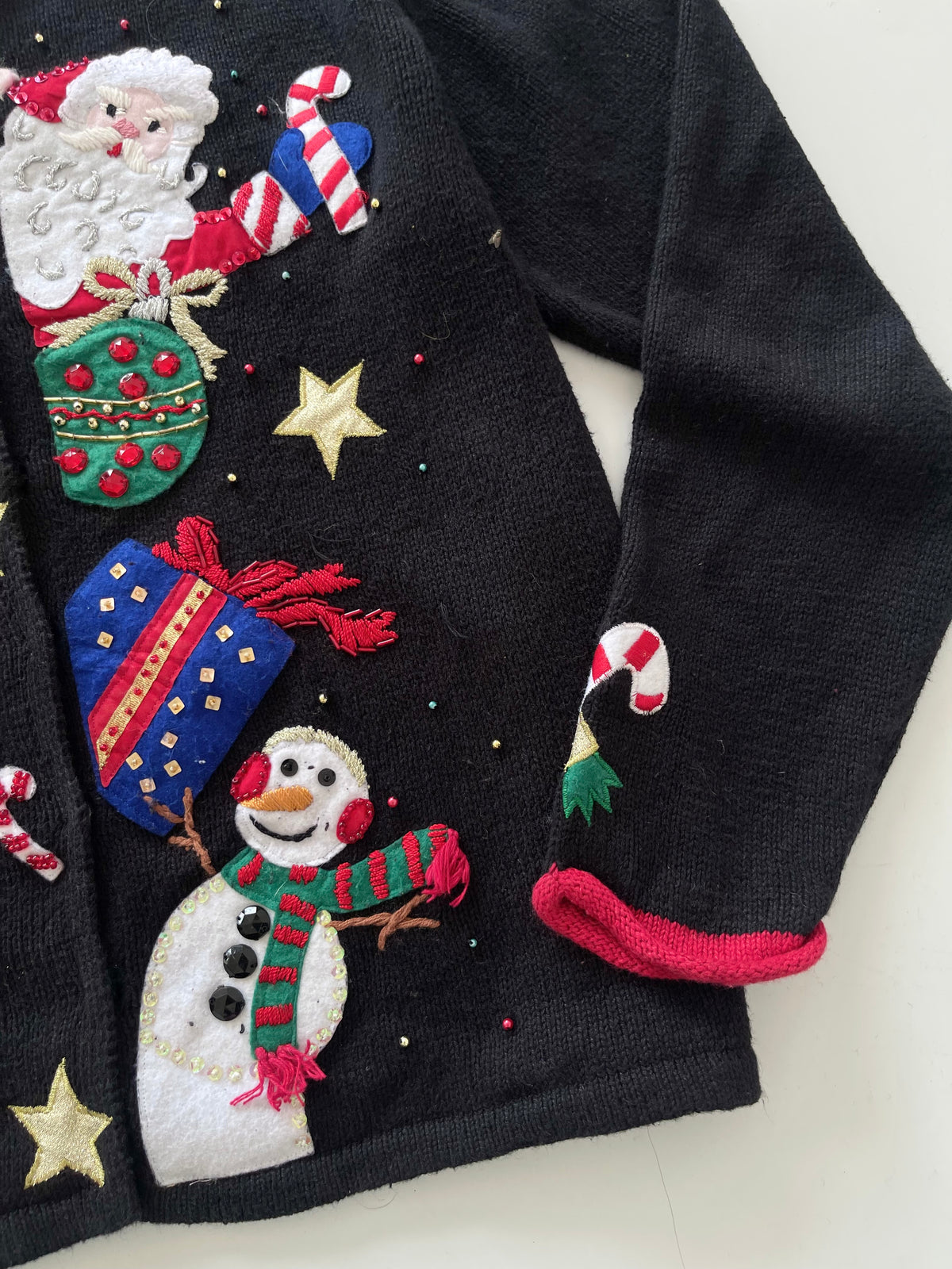 Heirloom Collectibles Embroidered Christmas Cardigan Sweater-Bust 48