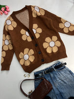 Load image into Gallery viewer, Flowers Chunky Soft Cardigan - Bust 46 to 50
