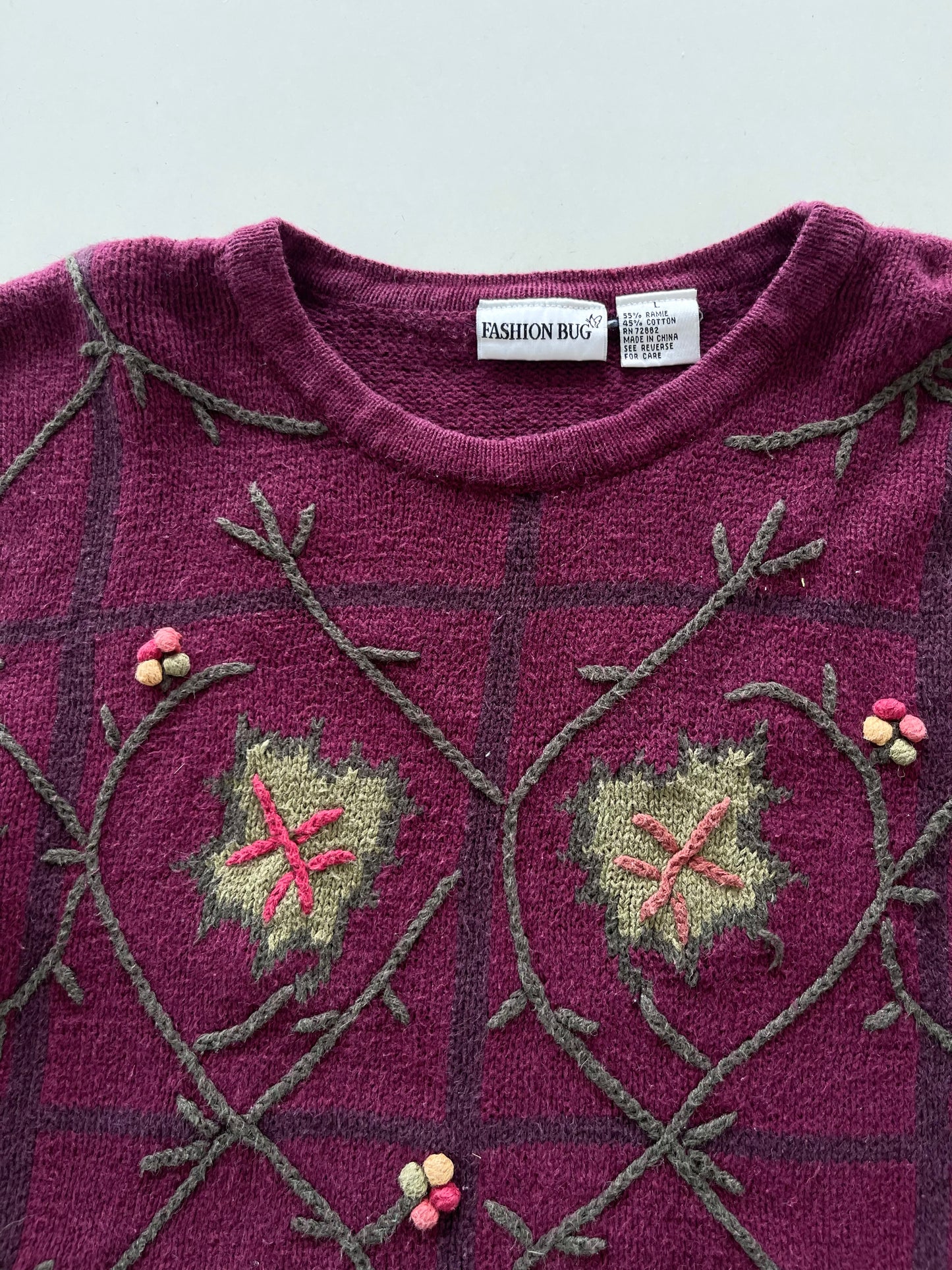 Fashion Bug Embroidered Vintage Sweater-Bust 48