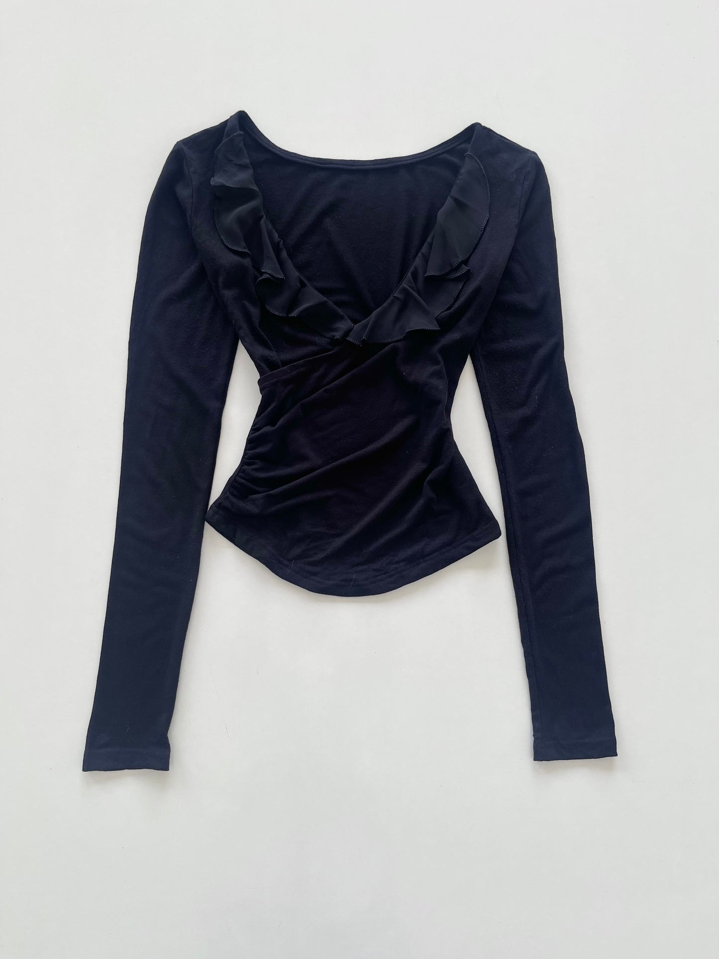 Black Ruffle Top-Bust 32 to 34