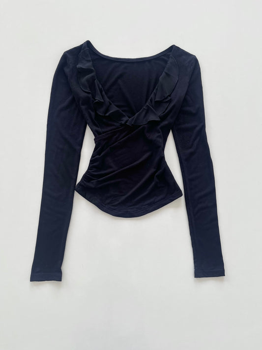 Black Ruffle Top-Bust 32 to 34