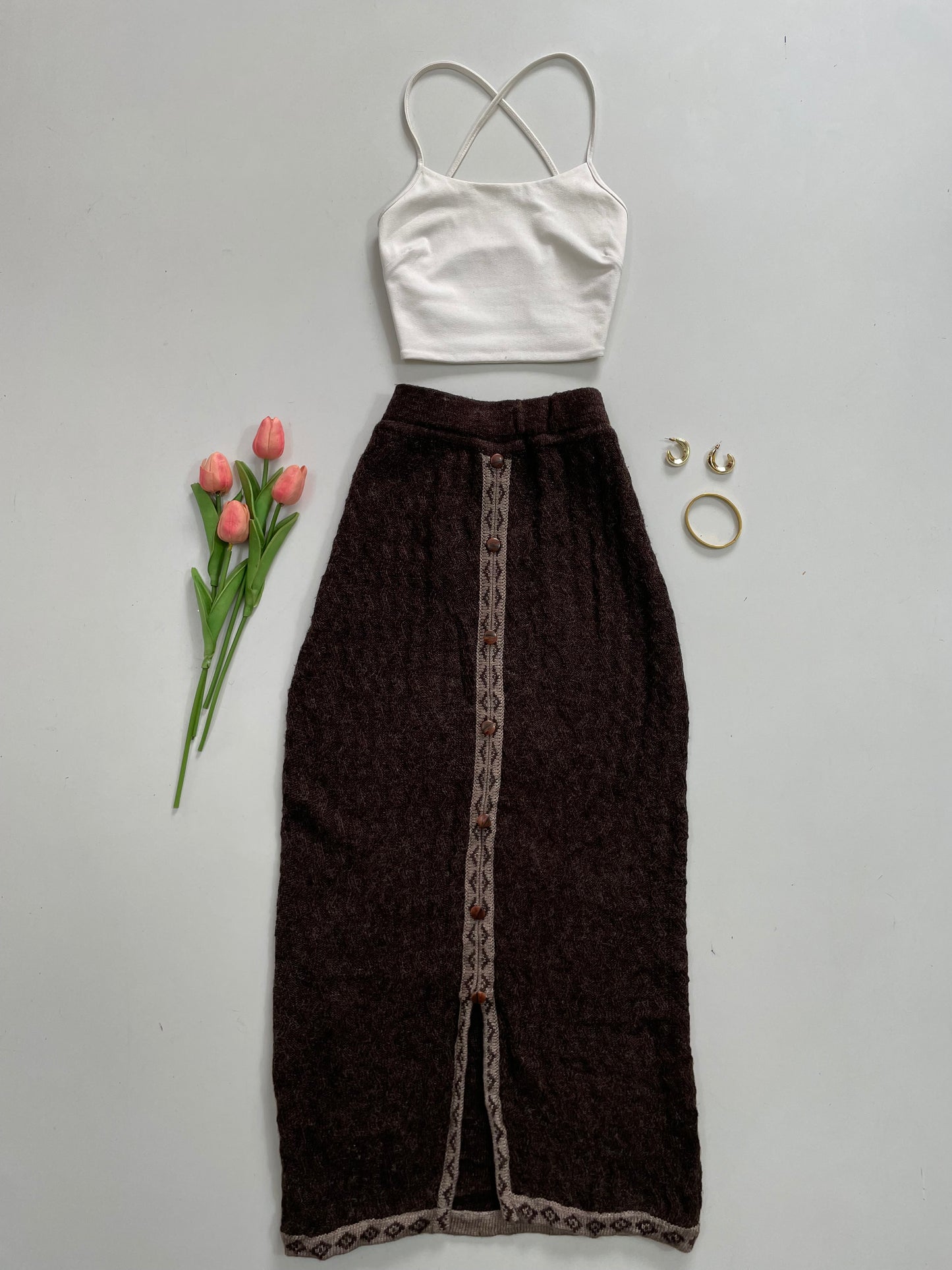 Vintage Brown Skirt - Waist 26 to 30