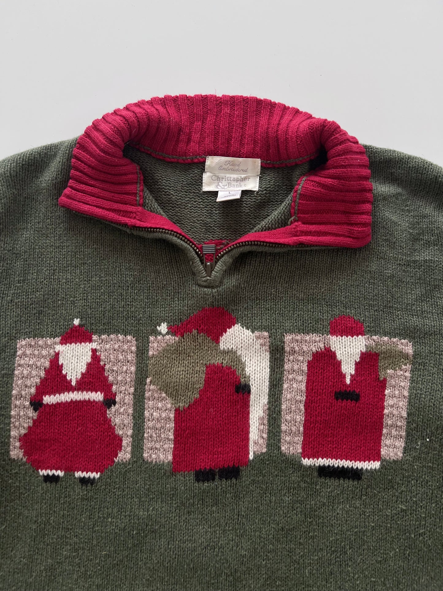 Christopher & Banks Hand Embroidered Christmas Sweater-Bust 44