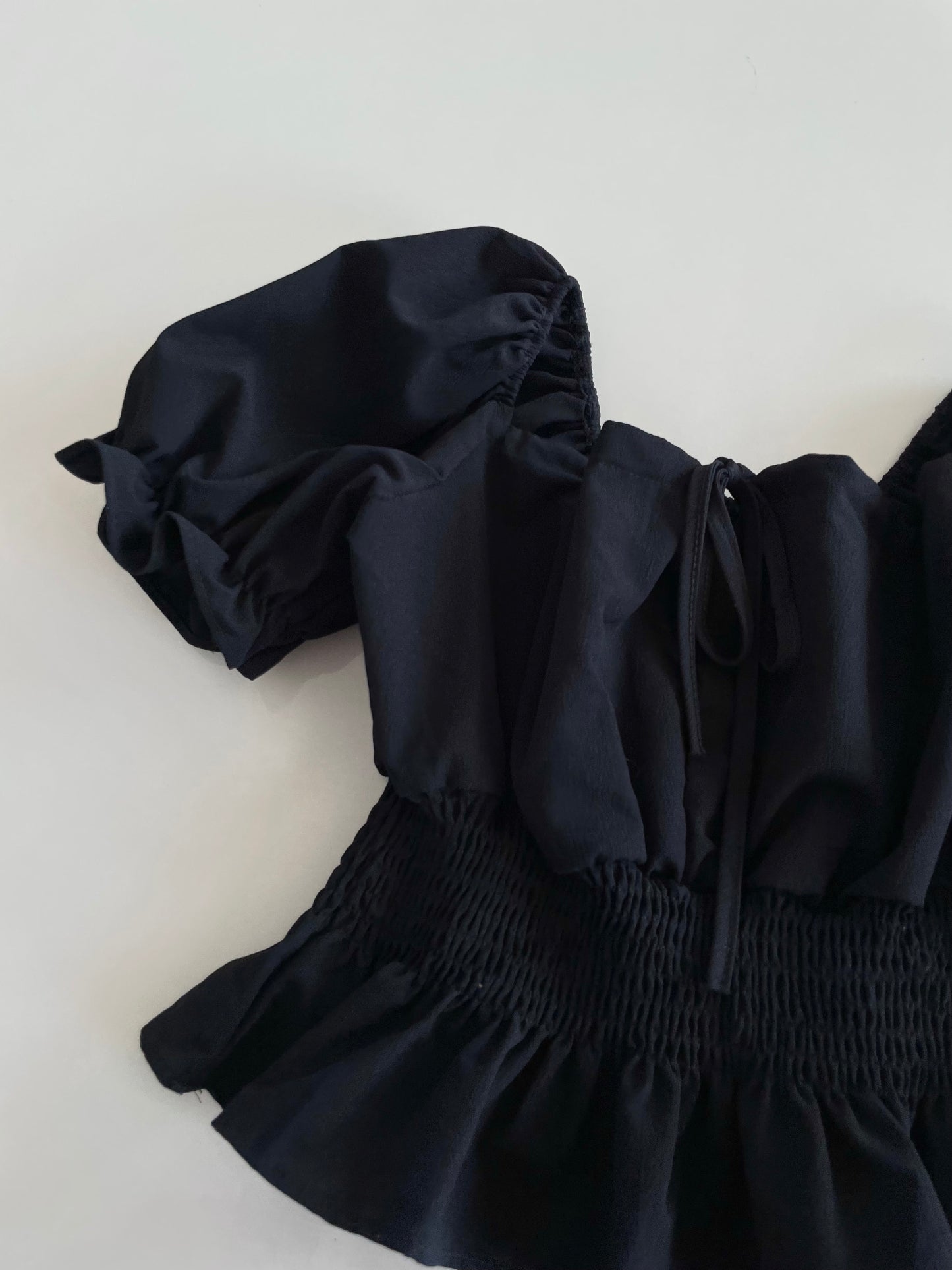 Puffy Sleeved Black Top-Bust 32 to 34