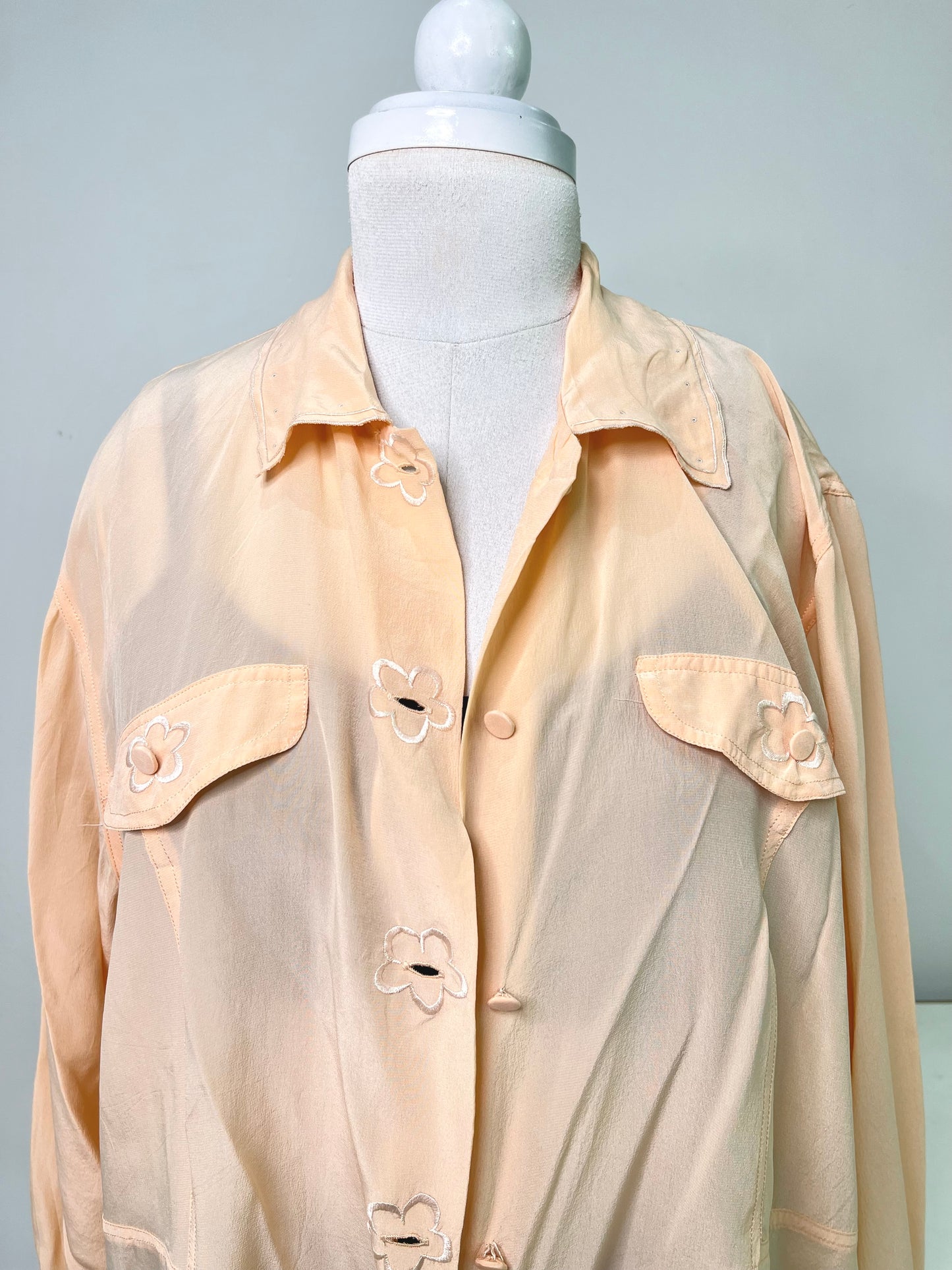 Embroidered Pure Silk Shirt-Bust 44