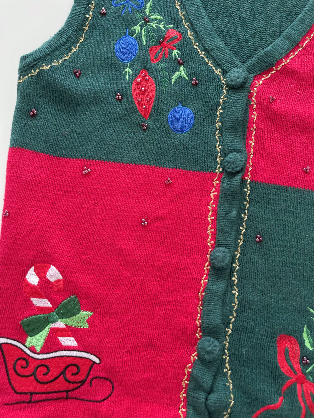 Holiday Editions Embroidered Christmas Vest Sweater-Bust 44