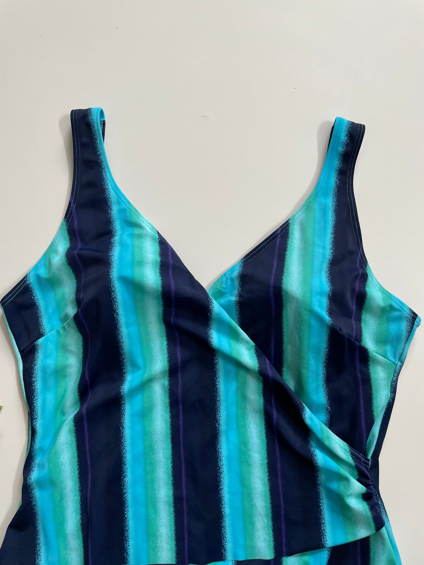 STRIPED V-NECK SWIMSUIT BUST - 44 to 46