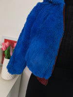 Load image into Gallery viewer, Blue Hooded Fur Jacket-Bust 38
