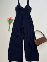 Load image into Gallery viewer, Phoenix &amp; Feather Blue Slit Jumpsuit-Bust 34
