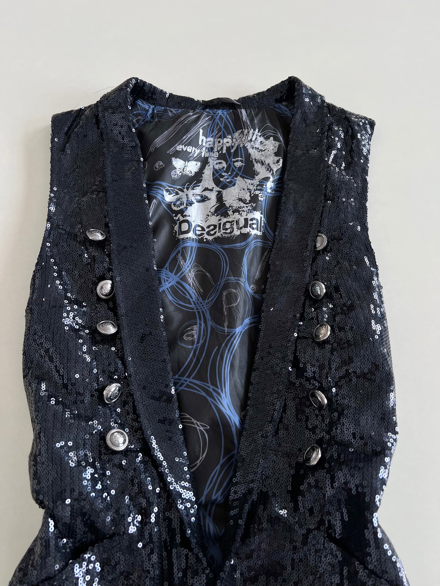 Desigual Vintage Sequin Waistcoat -Bust 36