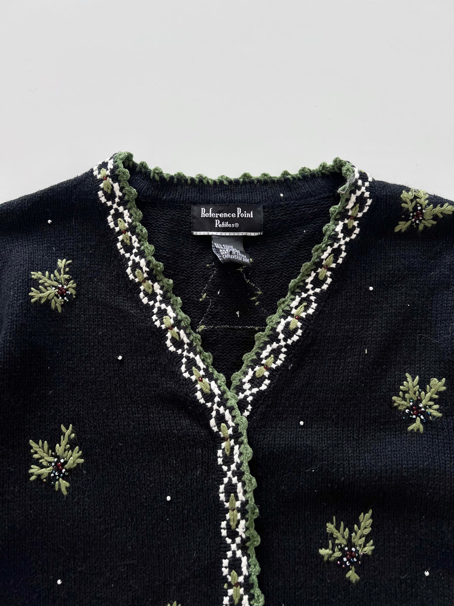 Reference Point Hand Embroidered Christmas Sweater-Bust 42
