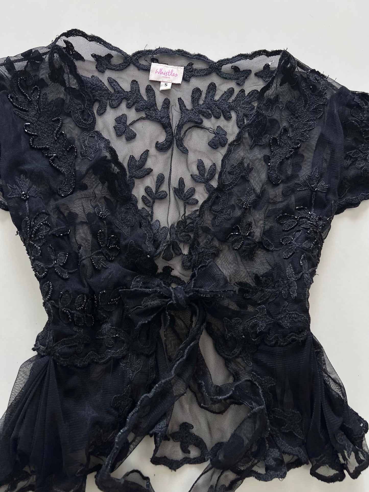 Whistles Sheer Embroidered Top-Bust 38