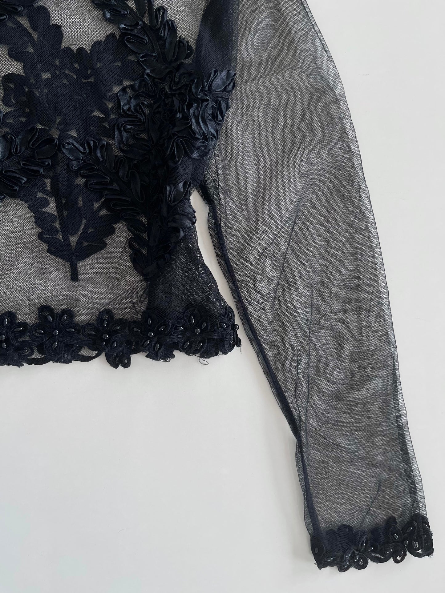 Sheer Embroidered Vintage Top-Bust 42