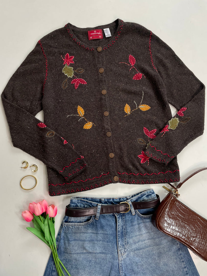 Holiday Lodge Embroidered Cardigan- Bust 42 to 46