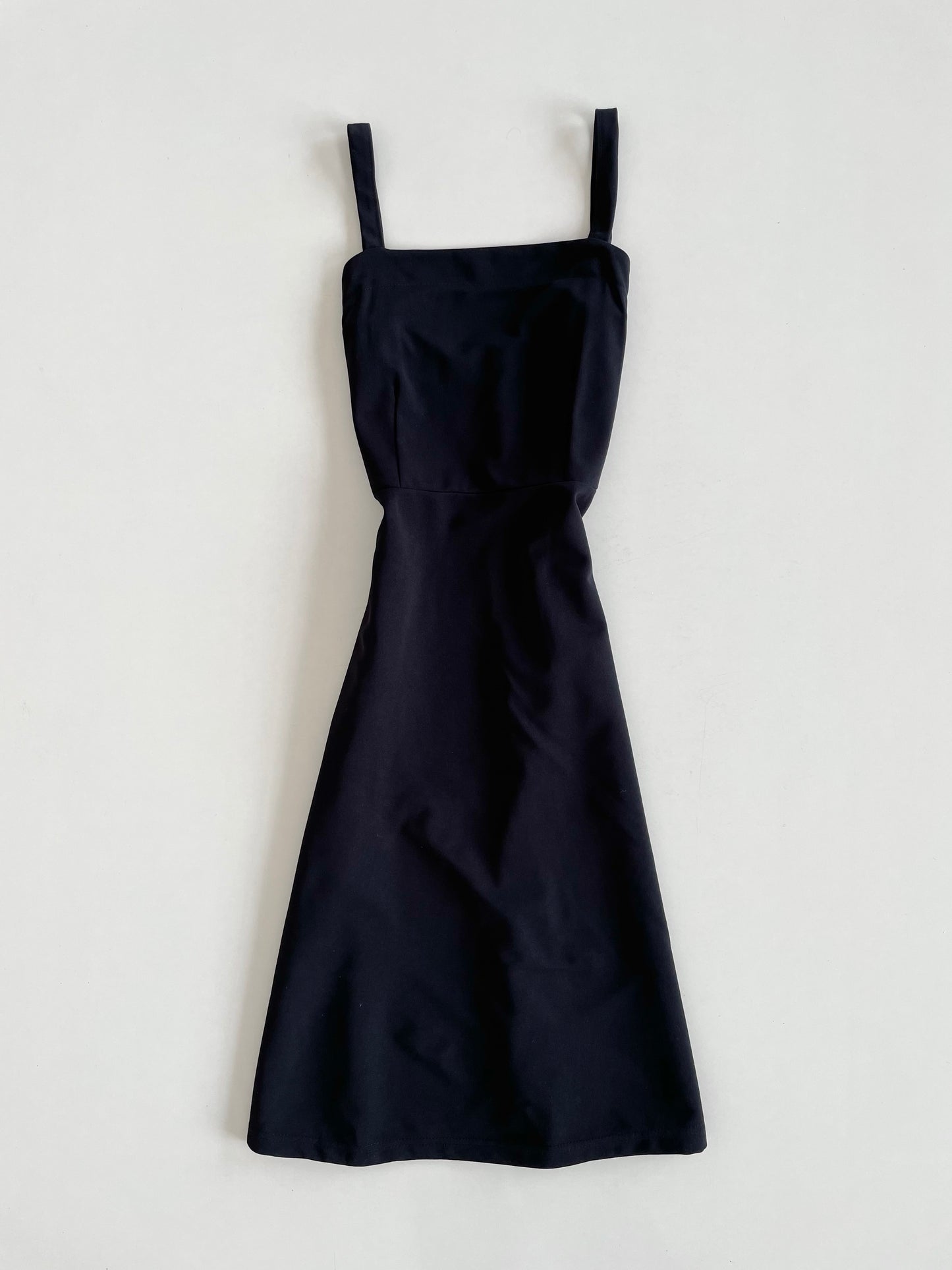 Square Neck Solid Black Dress -Bust 34