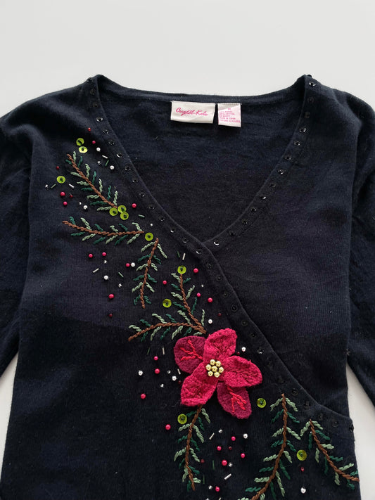 Crystal Kobe Embroidered Vintage Sweater-Bust 40