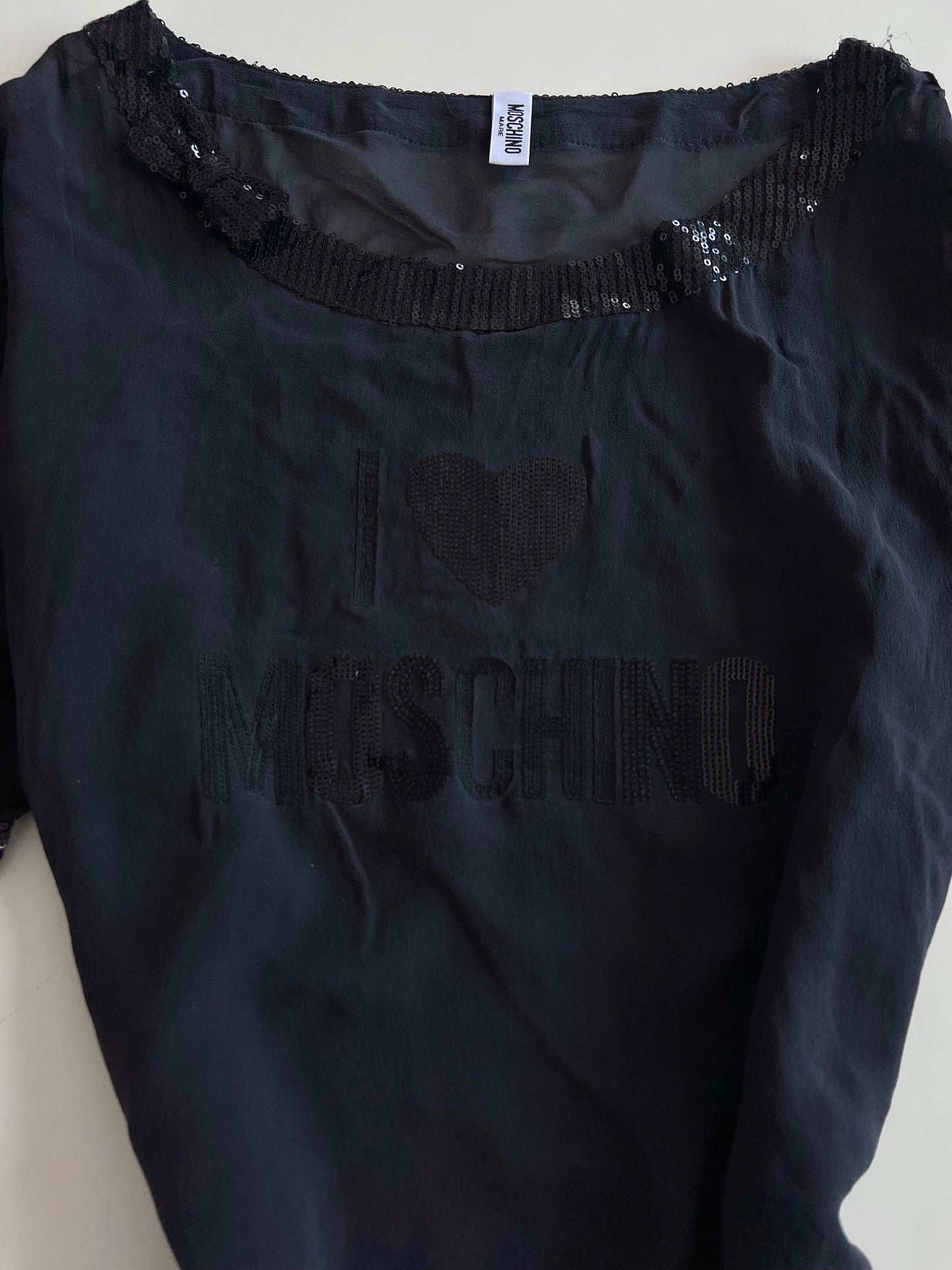 Moschino Sheer 100% Silk Sequin Top-Bust 46