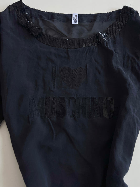 Moschino Sheer 100% Silk Sequin Top-Bust 46