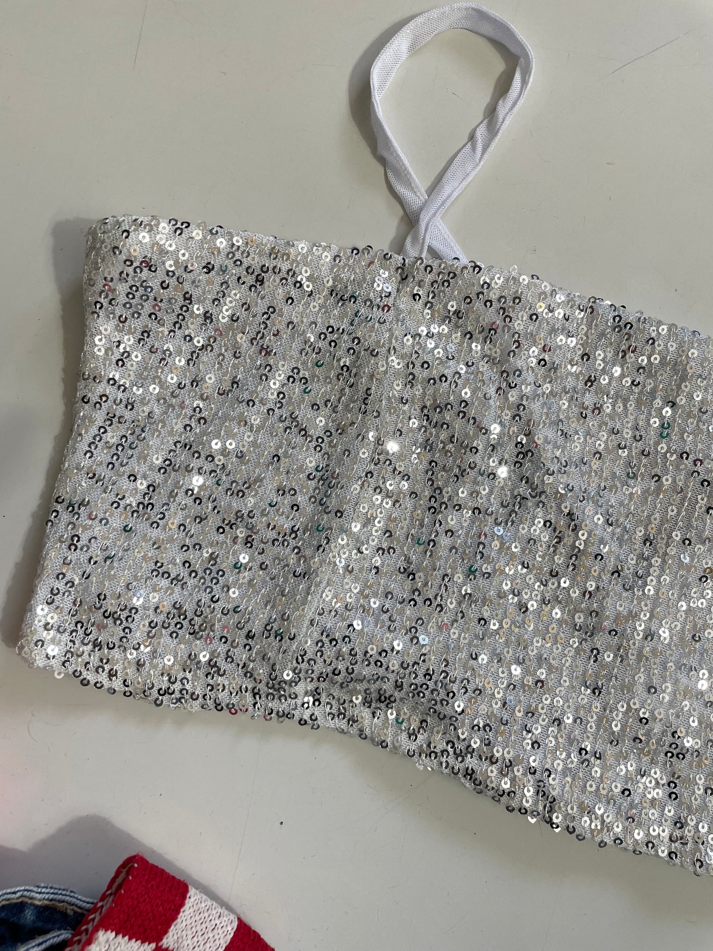 White Sequin Top-Bust 30 to 34