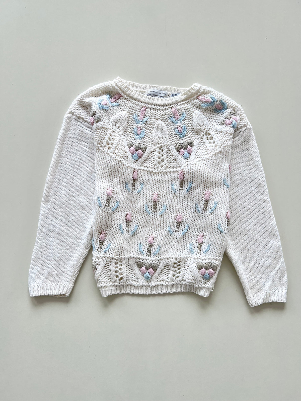 Knitted By Hand Vintage Embroidered Sweater-Bust 46