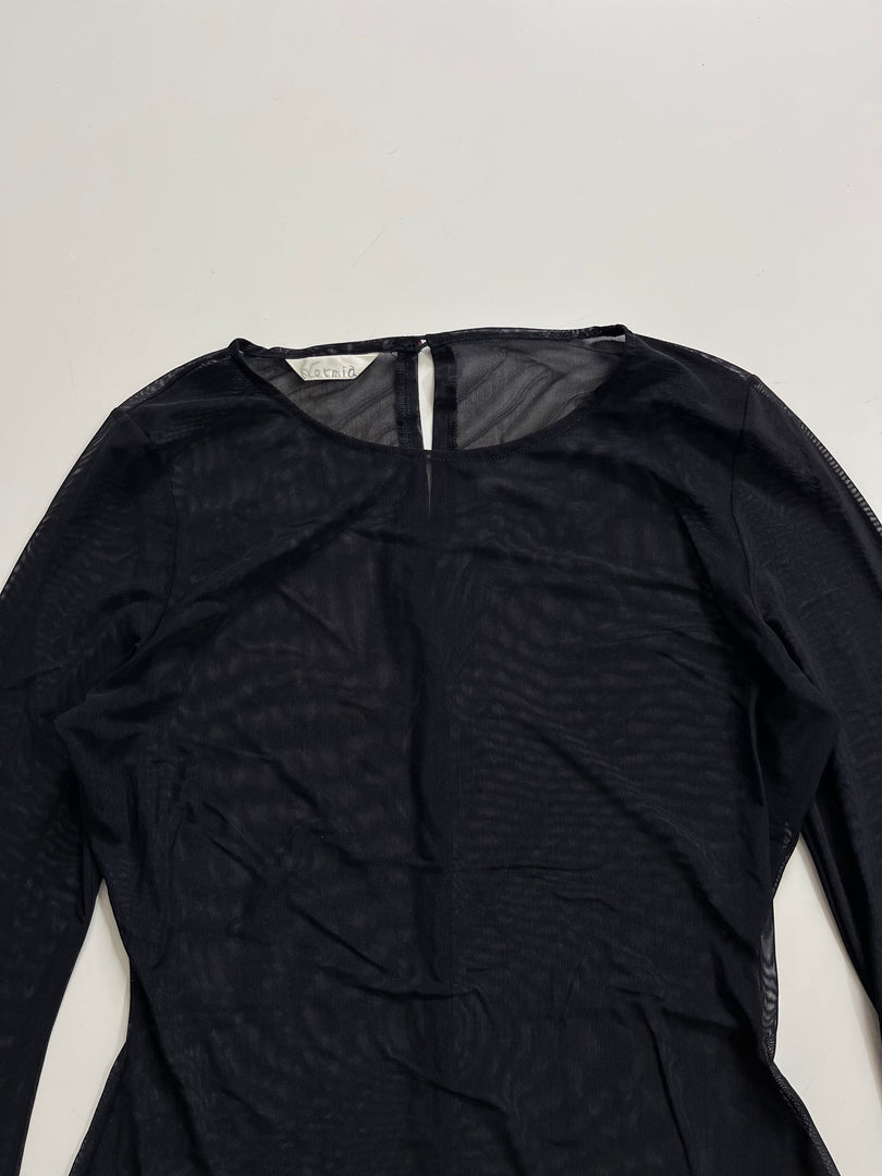 BLACK SEMI SHEER TOP - BUST 32 TO 34