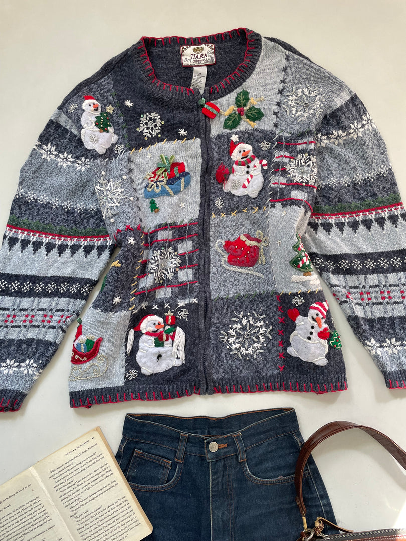 Tiara Embroidered Christmas Sweater-Bust 52