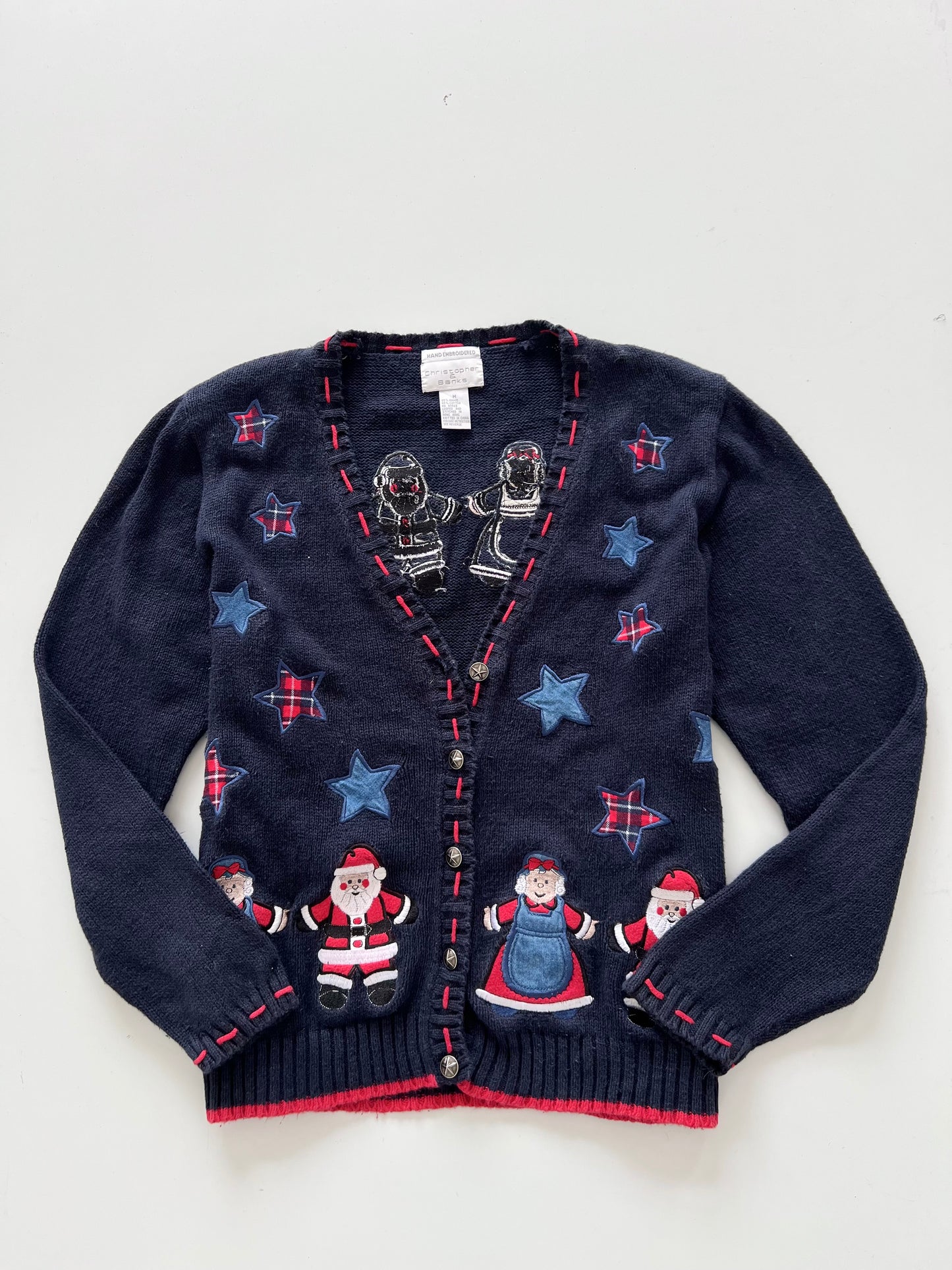 Christopher & Banks Hand Embroidered Christmas Sweater-Bust 44