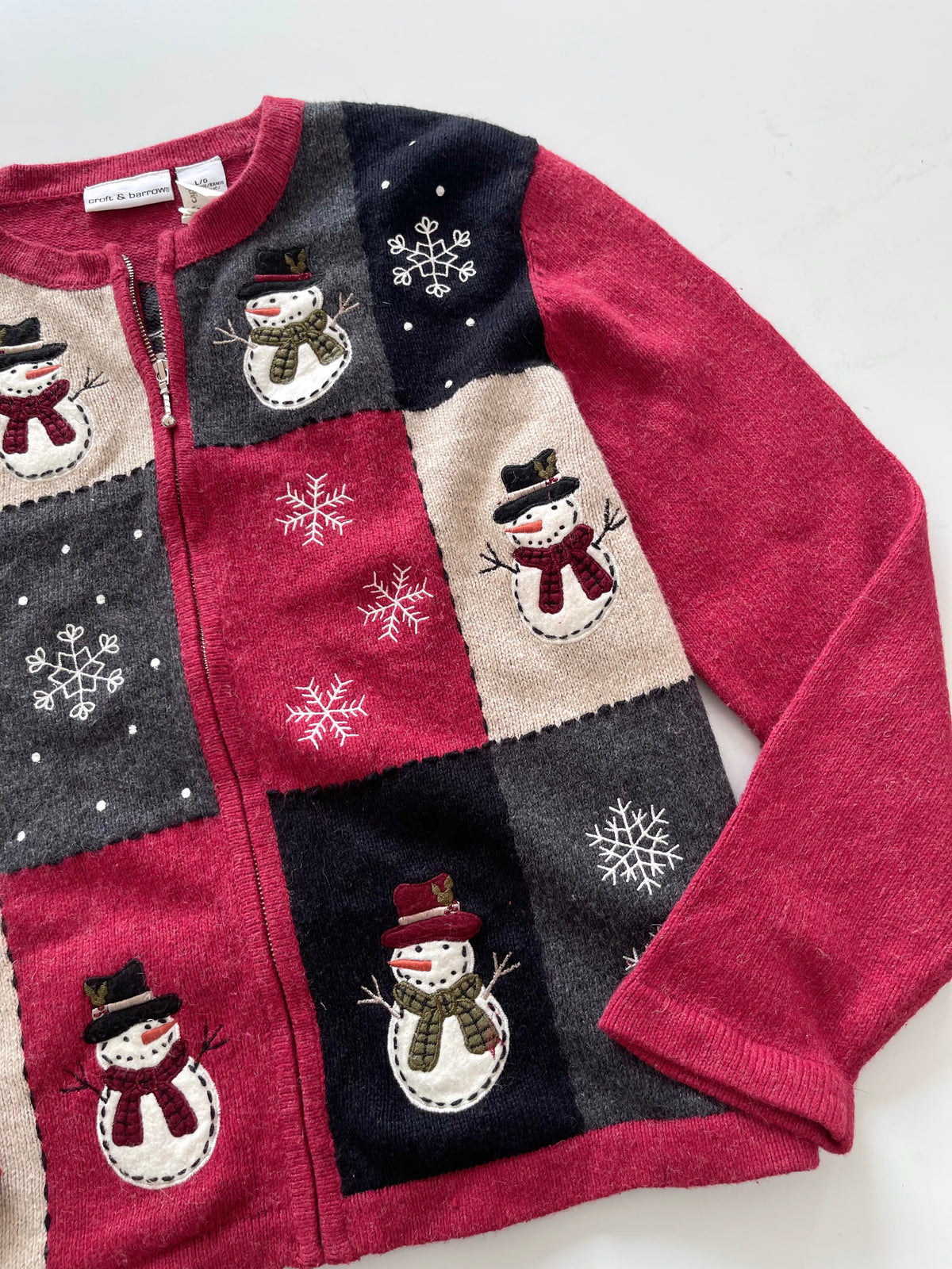 Croft&Barrow Christmas Embroidered Zipper Sweater-Bust 48