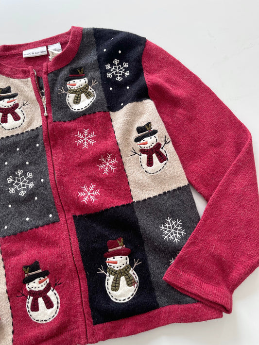Croft&Barrow Christmas Embroidered Zipper Sweater-Bust 48