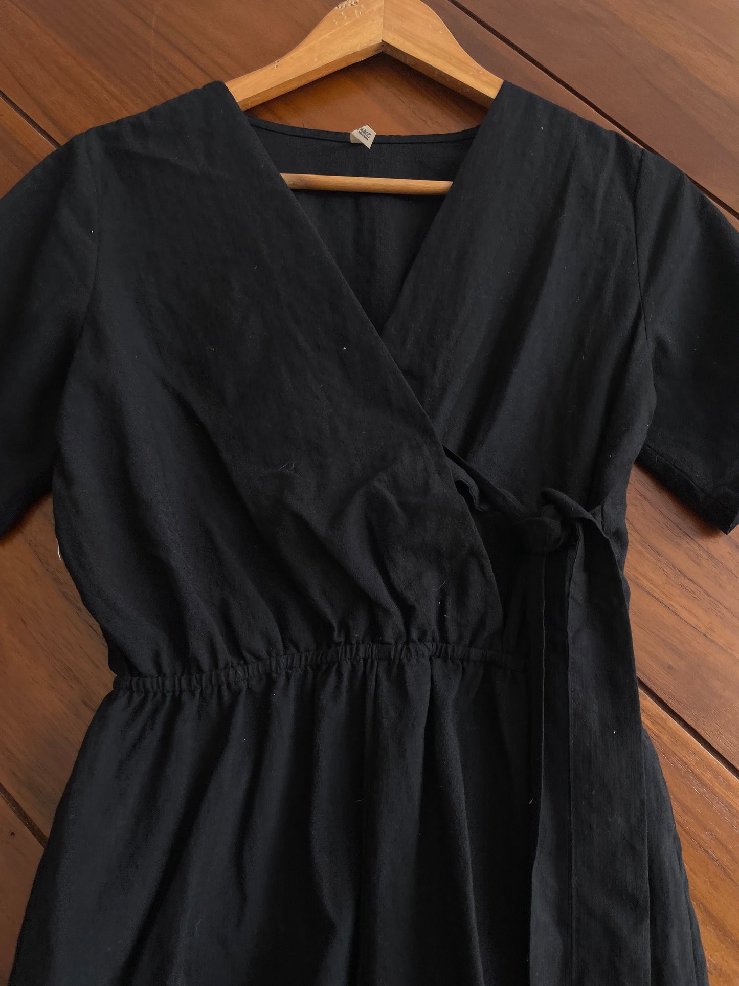 Wrap Solid Black Romper-Bust 36