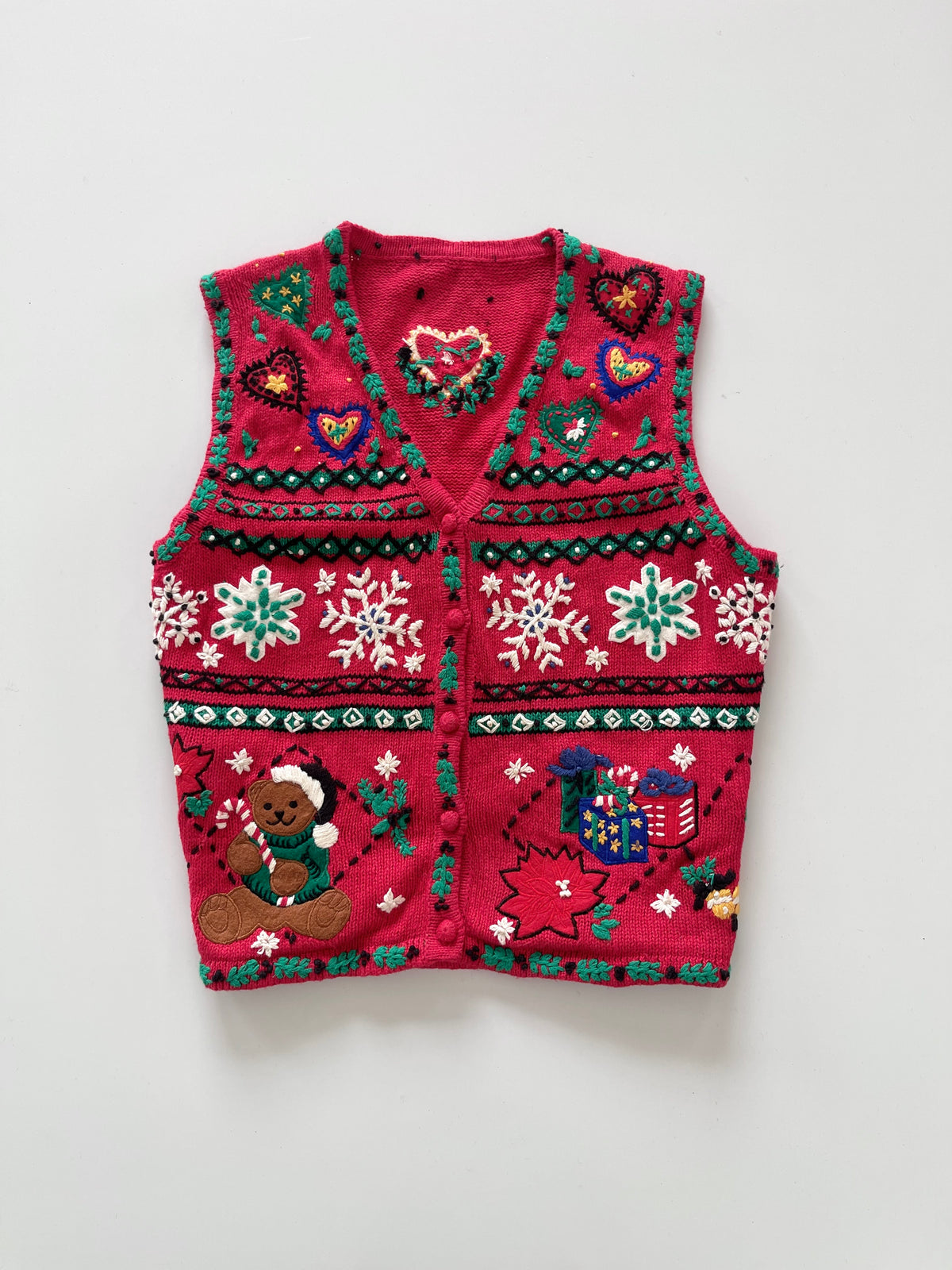 Embroidered Christmas Vest Sweater-Bust 40
