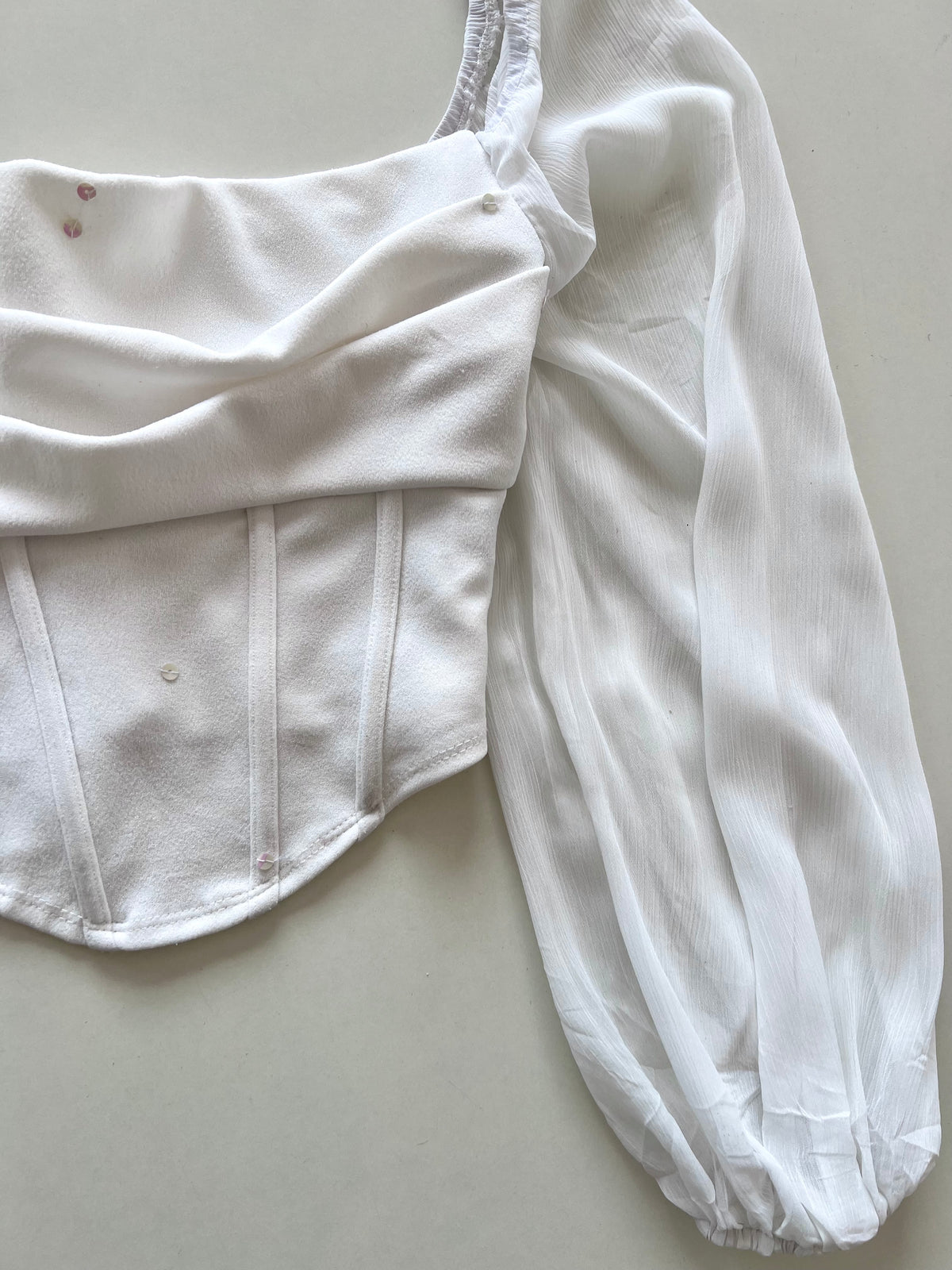 Square Neck White Top-Bust 32