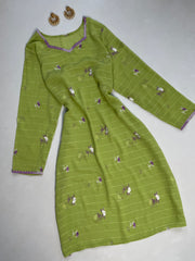 Embroidered Sheer Kurti-Bust 46