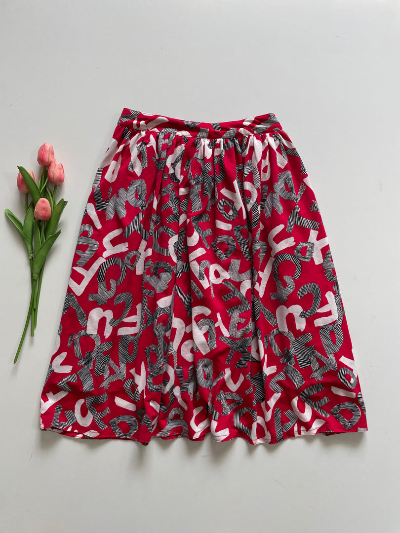 RED PRINTED SKIRT - WAIST 26