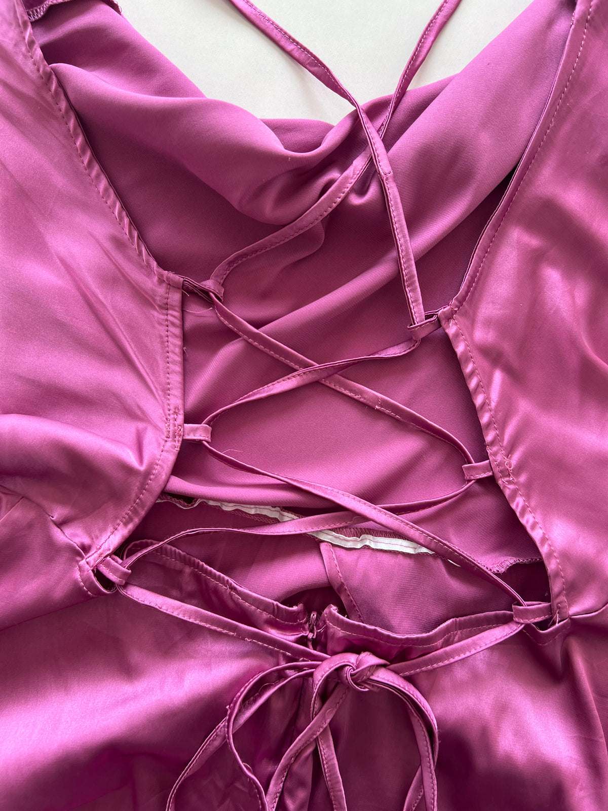 Vintage Cowl Neck Backless Satin Dress-Bust  34