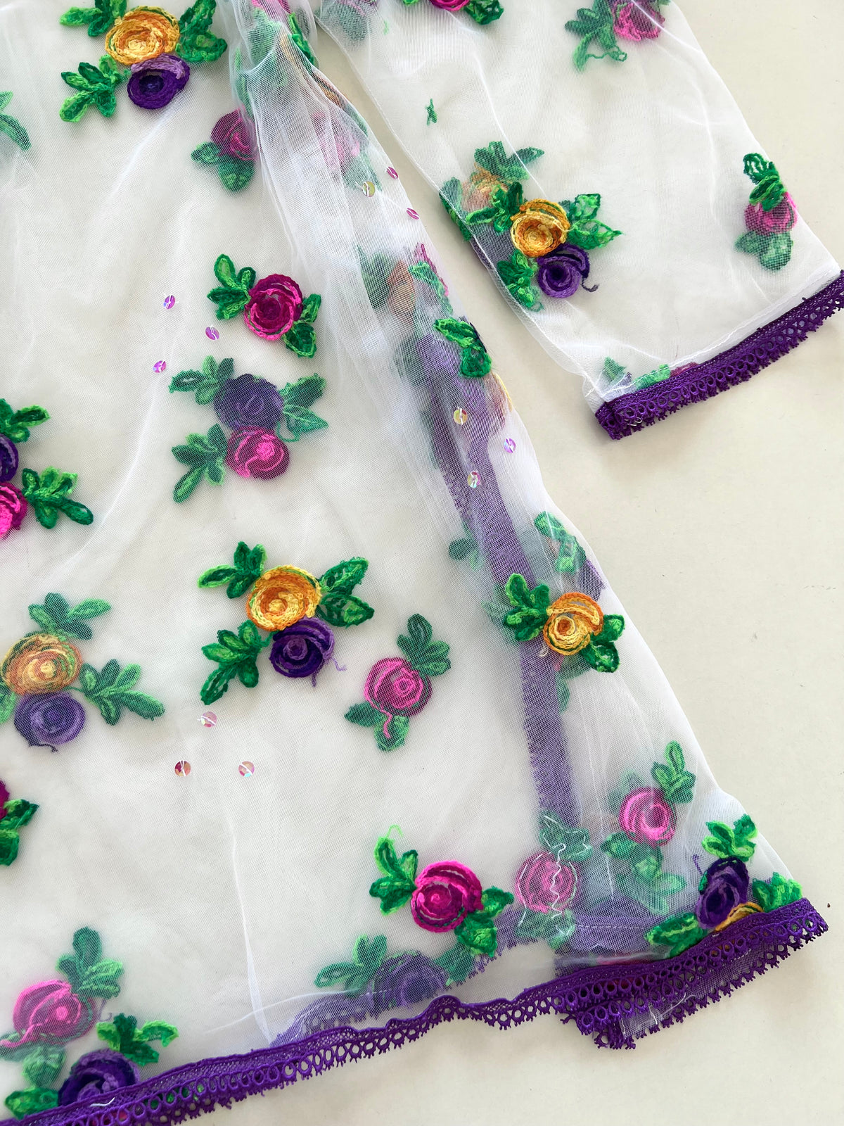 Embroidered Sheer Top-Bust 48