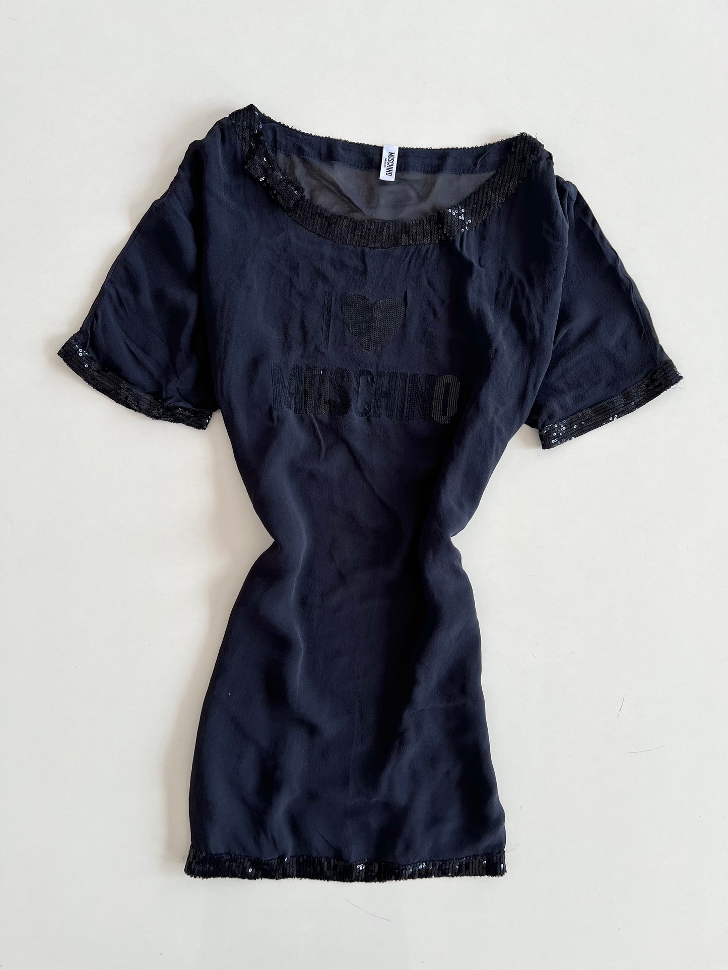 Moschino Sheer 100% Silk Sequin Top-Bust 46