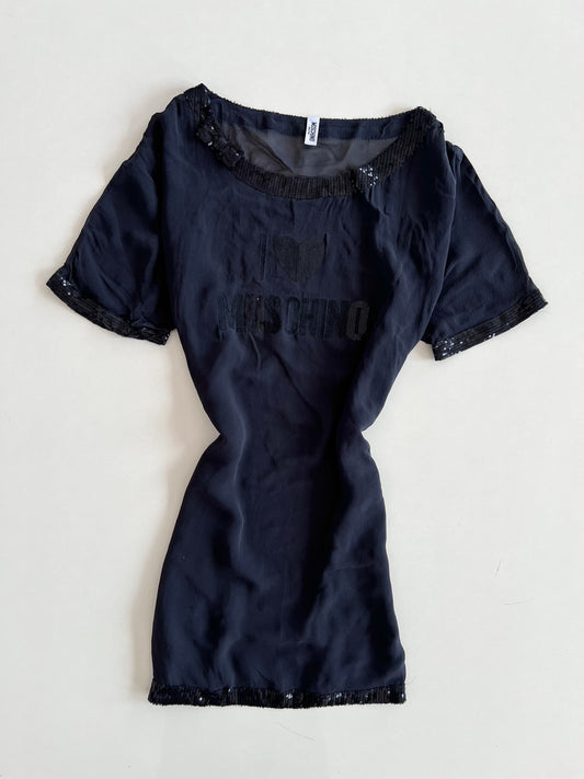 Moschino Sheer 100% Silk Sequin Top-Bust 46