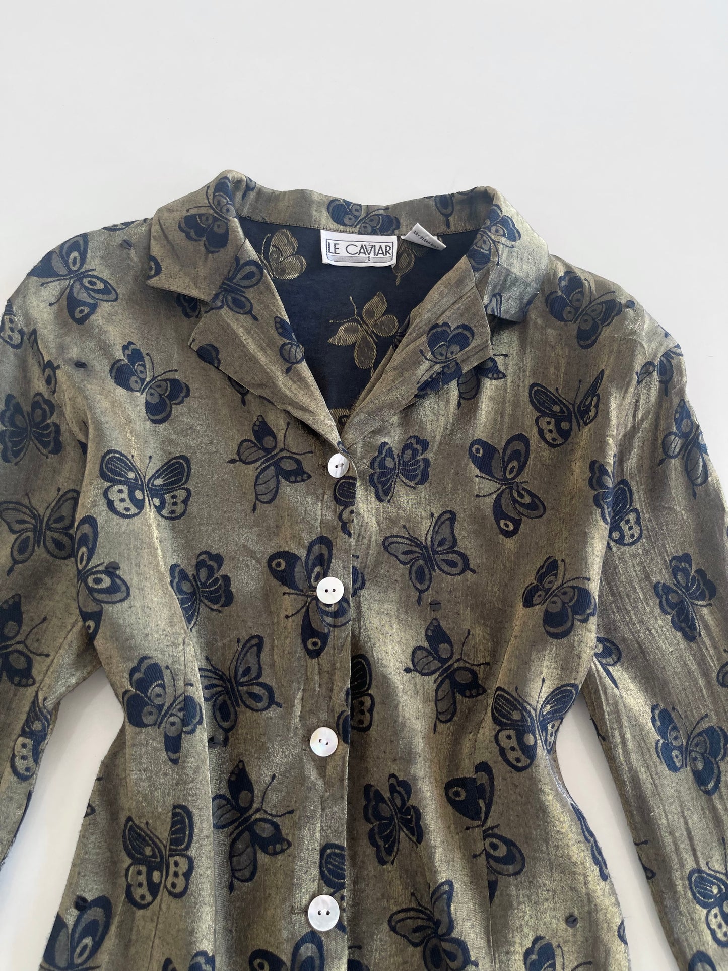 Le Caviar Organza Jacquard Shirt  -Bust 42