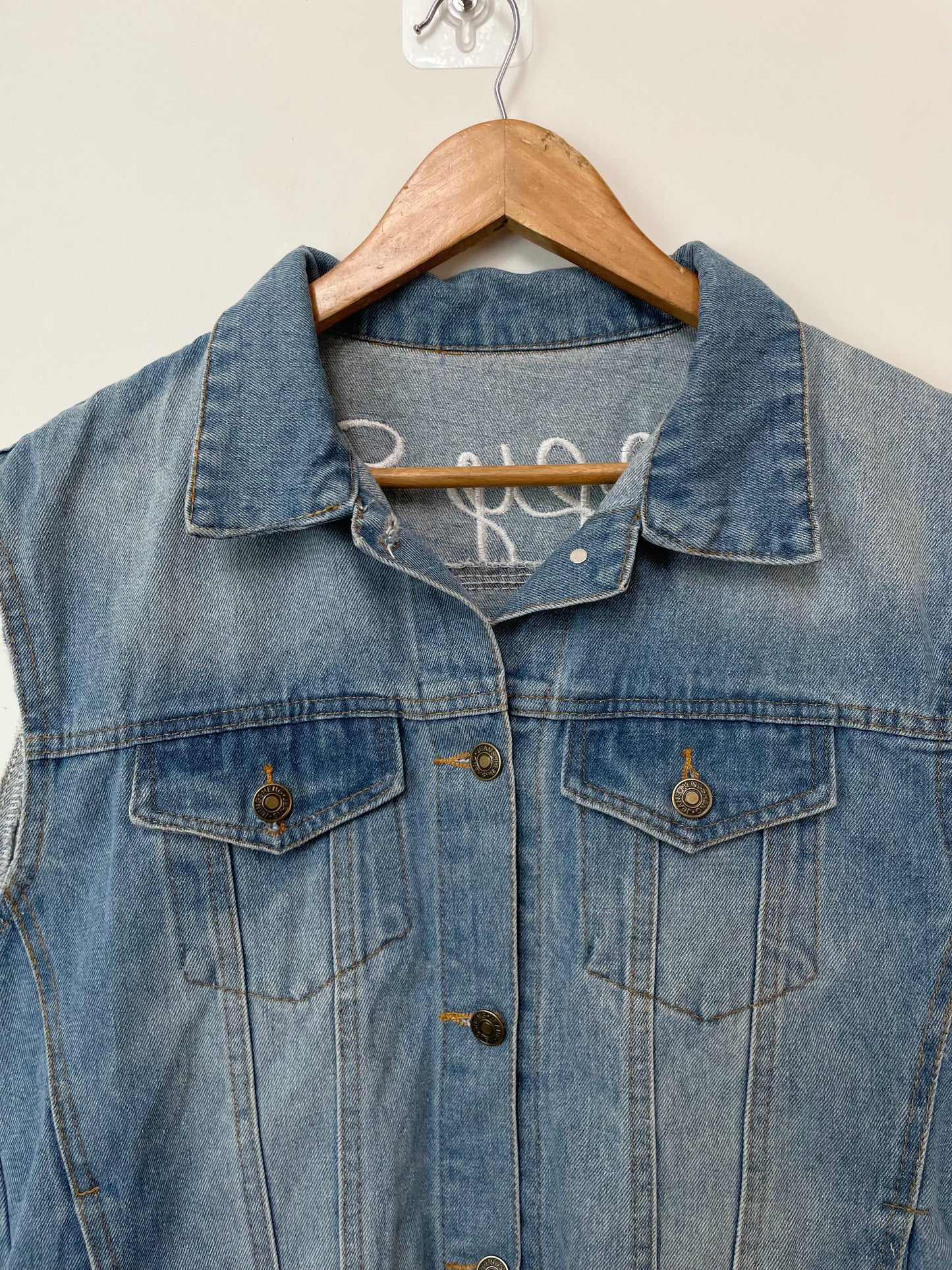 Embroidered Denim Vest-Bust 36