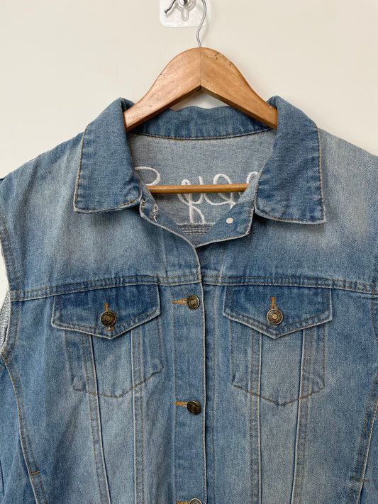 Embroidered Denim Vest-Bust 36