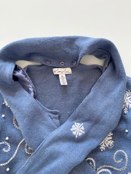 Kim Rogers Christmas Embroidered Cardigan Sweater-Bust 38