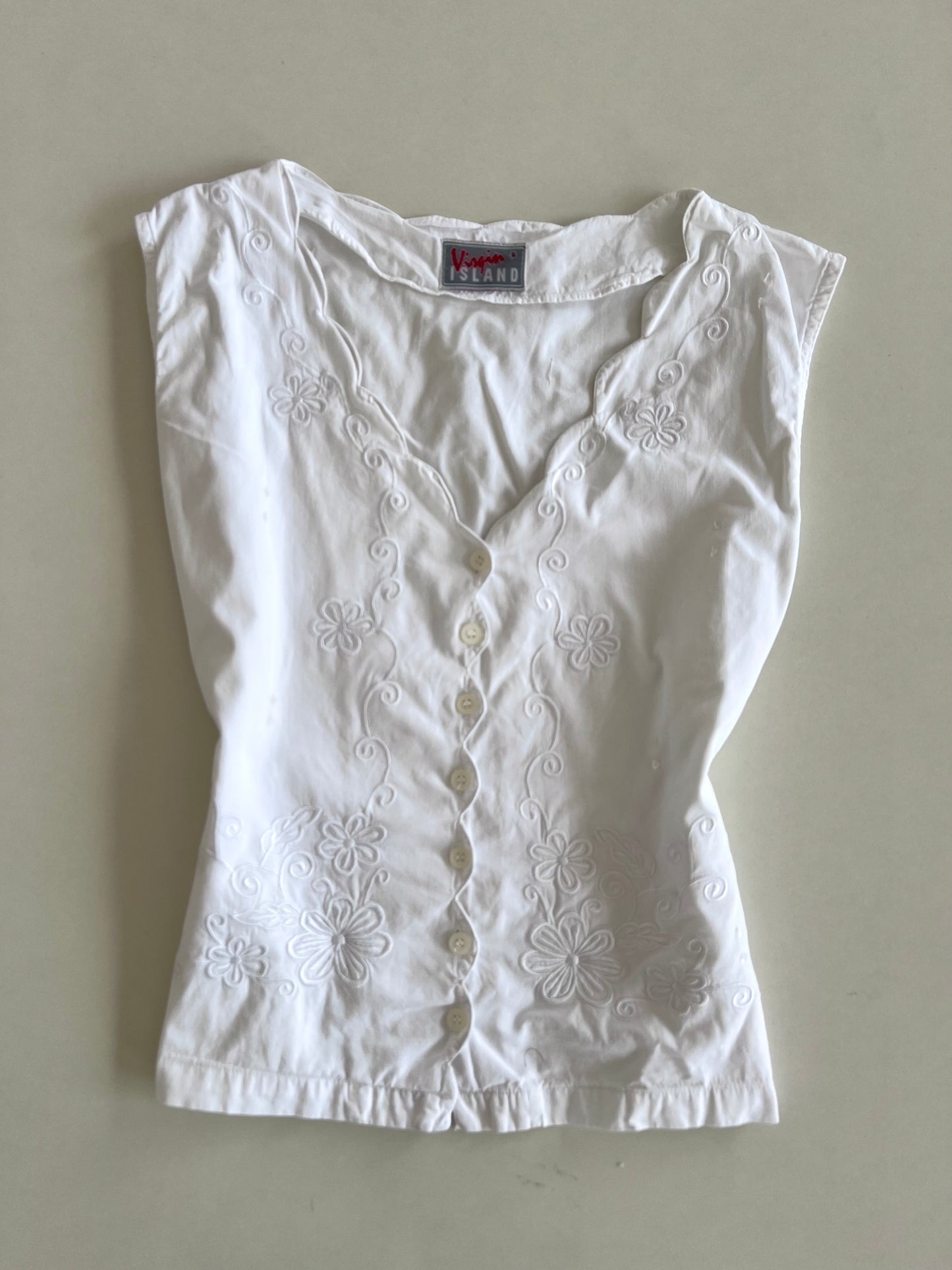 Virgin Island Embroidered Cotton Top-Bust 40