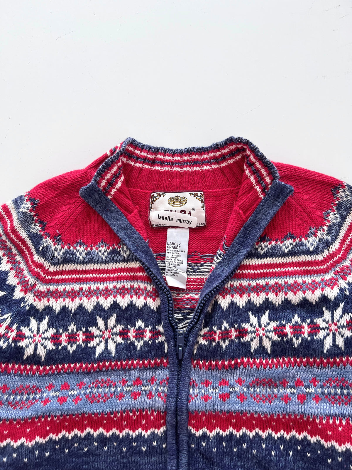 Lanella Murray Embroidered Zip Up Sweater-Bust 42