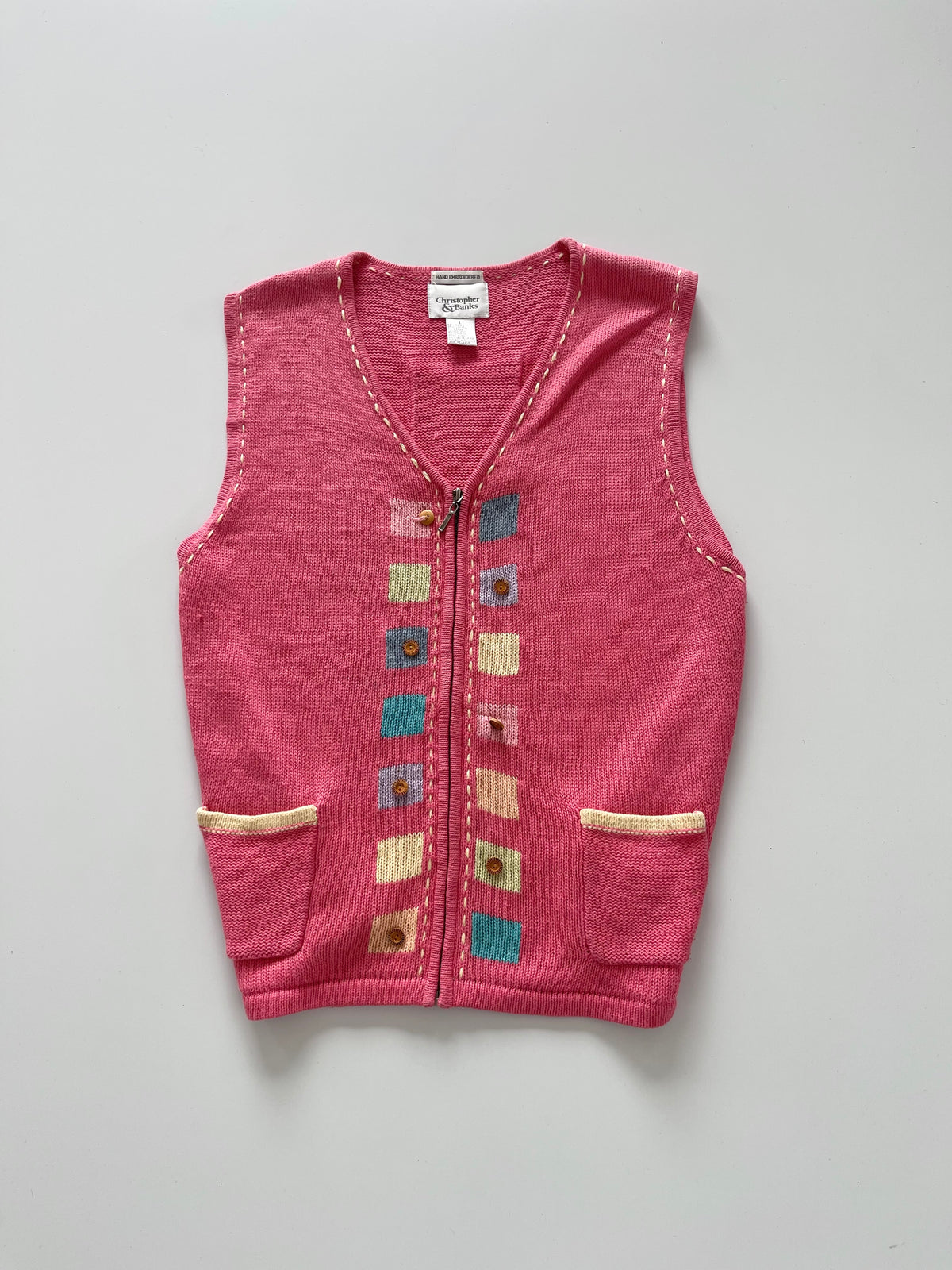 Christopher&Banks Embroidered Christmas Vest Sweater-Bust 42