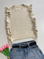 Ruffle Sweater Vest-Bust 34 to 38